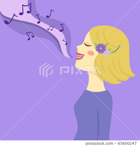 Blonde Woman Sing a Song Vector 65600247