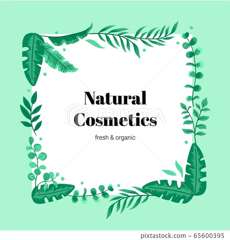 Floral design card with green leaves. 65600395