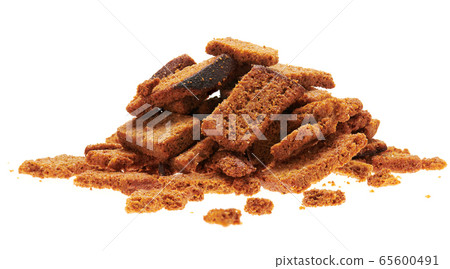 rye crackers, small dried pieces of bread with 65600491