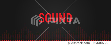 Audio equalizer, voice range recognition illustration. Music playback, soundtrack icon. Digital audio spectrum. Isolated red sound vibrations on black background Audio equalizer, voice range recognition illustration. Music playback, soundtrack icon. Digital audio spectrum. Isolated red sound vibrations on black background 65600729