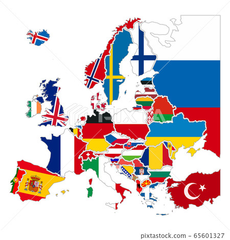 Detailed Silhouettes Of Europe Countries With Stock Illustration 65601327 Pixta