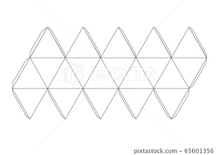 Paper icosahedron template, trim scheme on white Paper icosahedron template, trim scheme on white 65601356