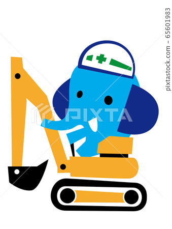 Construction site power shovel and elephant 65601983