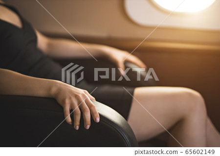 Attractive woman in private jet 65602149