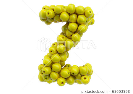 Letter Z from yellow apples, 3D rendering 65603598