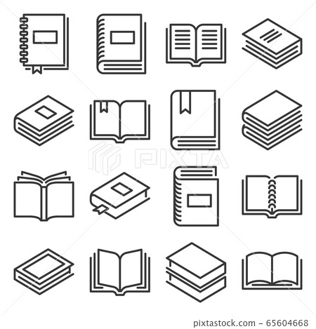 Books Icons Set on White Background. Line Style... - Stock Illustration ...