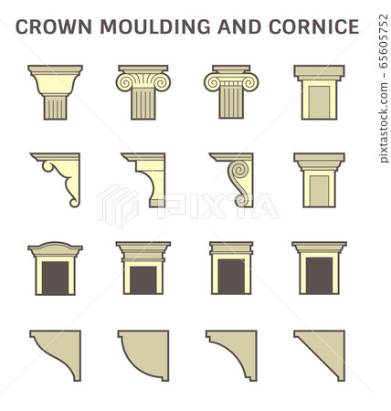 Crown moulding and cornice decoration vector icon 65605752
