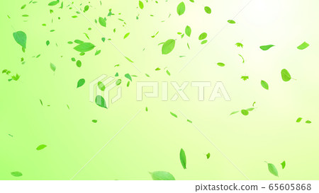 Green green ecology wind flying leaves 3D illustration CG background background 65605868