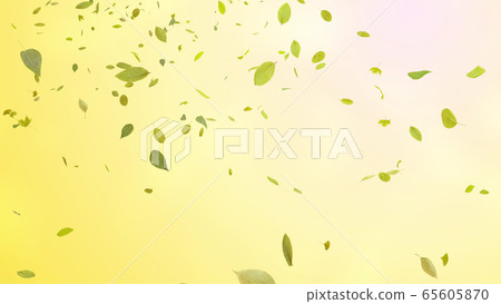 Green green ecology wind flying leaves 3D illustration CG background background 65605870
