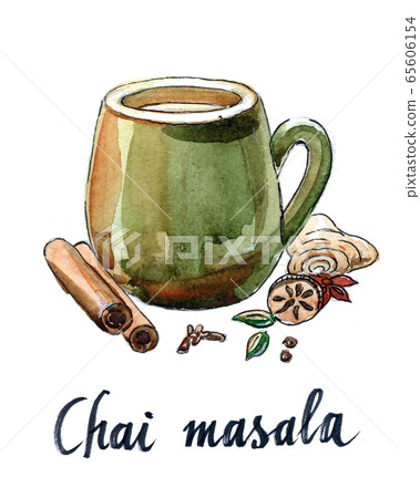 Masala chai and ingredients 65606154