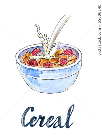 Flakes with raspberries and milk 65606540