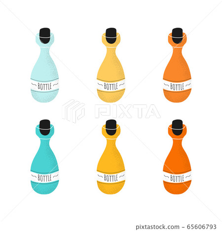 Set of glass bottle in modern flat style Set of glass bottle in modern flat style 65606793