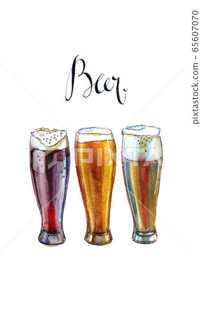 Three glasses with different beers 65607070