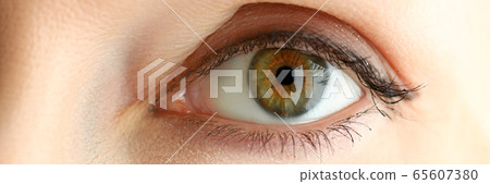 Close up view woman, correction eyebrow tattoo 65607380