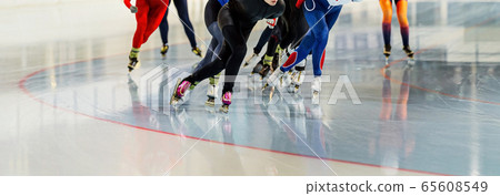 group of men speed skating 65608549