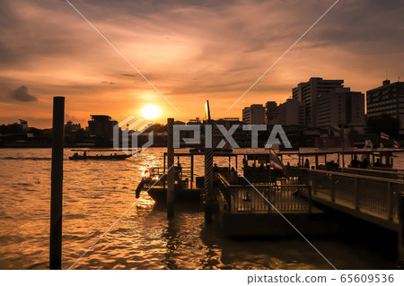 RiverScape of Bangkok City and Chao Phraya River 65609536