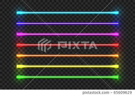 Neon tube. Light blue red color led lamp. Vector electric glowing pink yellow retro decor 65609629
