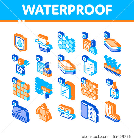 Waterproof Materials Vector Isometric Icons Set 65609736