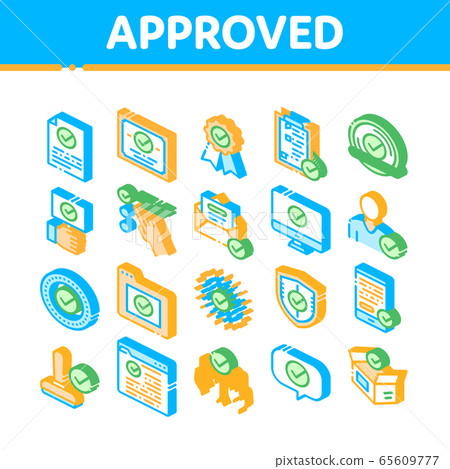 Approved Isometric Icons Set Vector Pixta