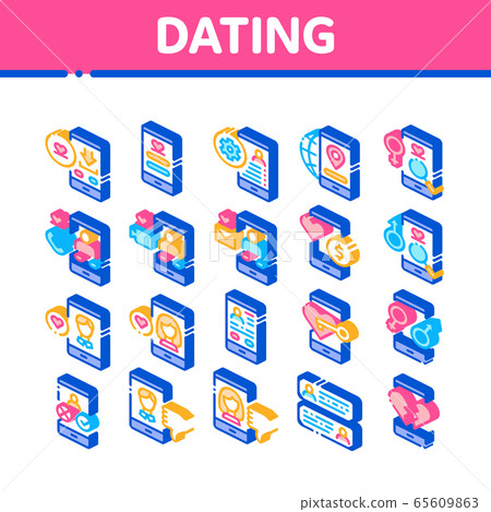 Dating App Isometric Elements Icons Set Vector 65609863