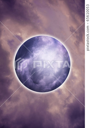 Aesthetic modern art collage with clouds sky in style of the 80-90s. Real natural sky composition in bright neon colors. Vaporwave, Cyberpunk, Synthwave, webpunk and surreal style. Zine culture. 65610053