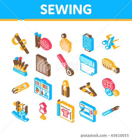 Sewing And Needlework Isometric Icons Set Vector Sewing And Needlework Isometric Icons Set Vector 65610055