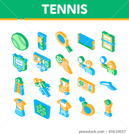Tennis Game Equipment Isometric Icons Set Vector Tennis Game Equipment Isometric Icons Set Vector 65610057
