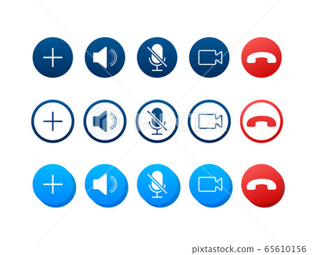 Set of Video call buttons. Web design.Video call buttons for mobile app design. Vector stock illustration. 65610156