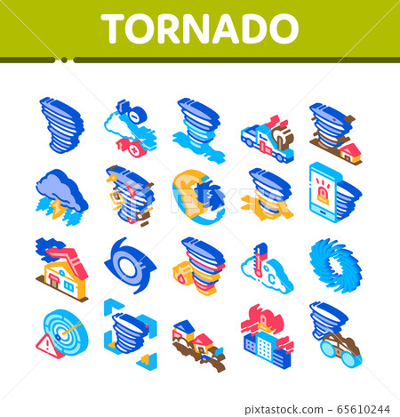 Tornado And Hurricane Isometric Icons Set Vector Tornado And Hurricane Isometric Icons Set Vector 65610244