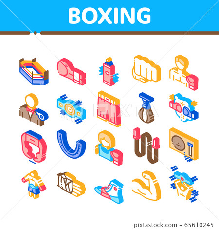 Boxing Sport Tool Isometric Icons Set Vector Boxing Sport Tool Isometric Icons Set Vector 65610245