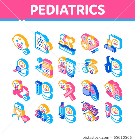 Pediatrics Medical Isometric Icons Set Vector 65610566