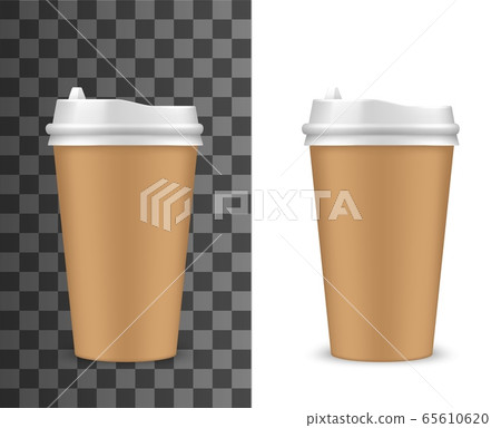 Realistic coffee cup, container with lid 65610620