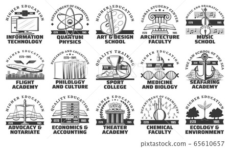 University, college and academy icons 65610657