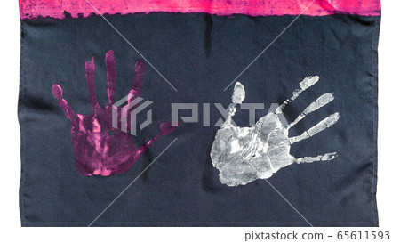 fragment of silk scarf with handprints isolated fragment of silk scarf with handprints isolated 65611593
