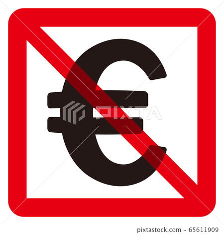歐元符號和禁令標誌 歐元符號和禁令標誌 65611909