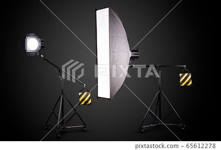 Photo studio lighting stands with flash and 65612278