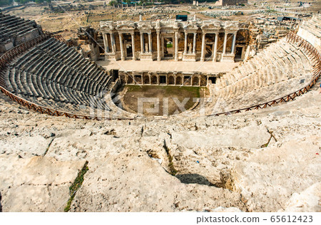 Ruins of theater in ancient Hierapolis, Pamukkale, Turkey Ruins of theater in ancient Hierapolis, Pamukkale, Turkey 65612423
