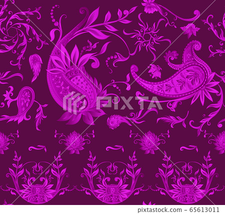 Seamless pattern, background with traditional paisley. 65613011