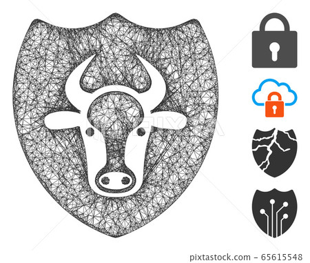 Bull Shield Web Vector Mesh Illustration Bull Shield Web Vector Mesh Illustration 65615548