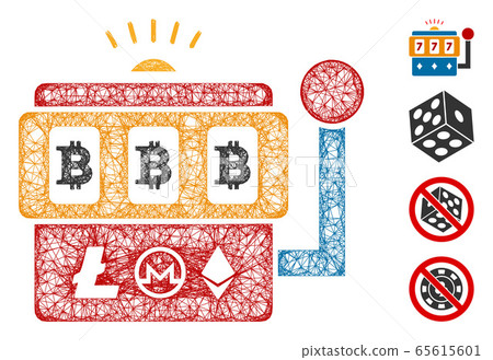 Bitcoin Gambling Machine Web Vector Mesh Illustration 65615601