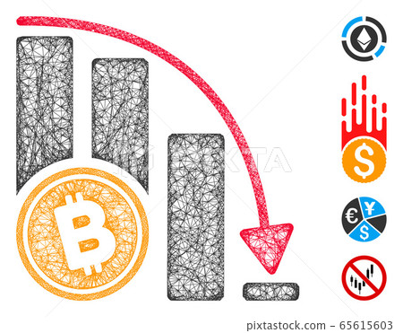 Bitcoin Falling Acceleration Chart Web Vector Mesh Illustration 65615603