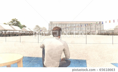 學校運動會，普通觀眾，建築，插圖44 65618663