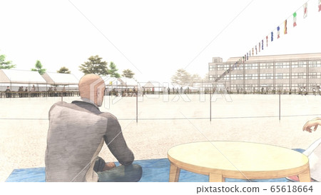 School athletic meet, general audience, building, illustration 45 School athletic meet, general audience, building, illustration 45 65618664