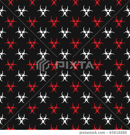 Biohazard symbol Seamless Pattern, Hand Drawn icon background. Vector illustration. 65618880