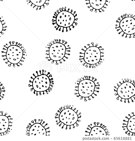 Bacteria or virus Seamless Pattern, Hand Drawn symbol background. Vector illustration. 65618881