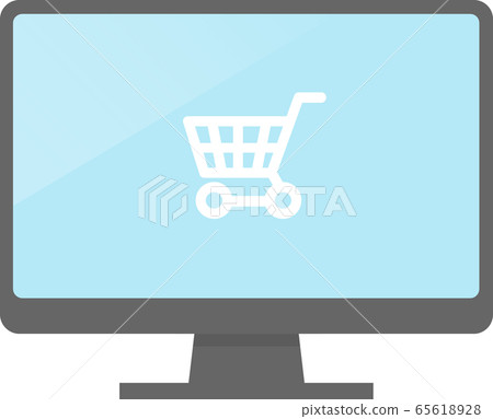 購物籃和PC屏幕 65618928