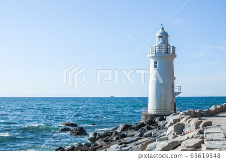Blue sea, sky and Irago cape lighthouse 65619548