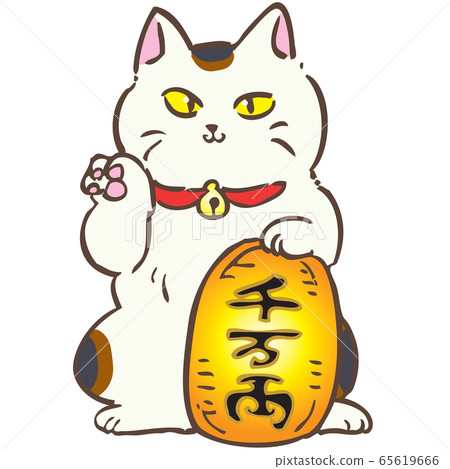 Manekineko with a right hand holding 10 million coins 65619666