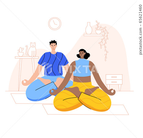 Yoga flat vector illustration. Healthy lifestyle Yoga flat vector illustration. Healthy lifestyle 65621460