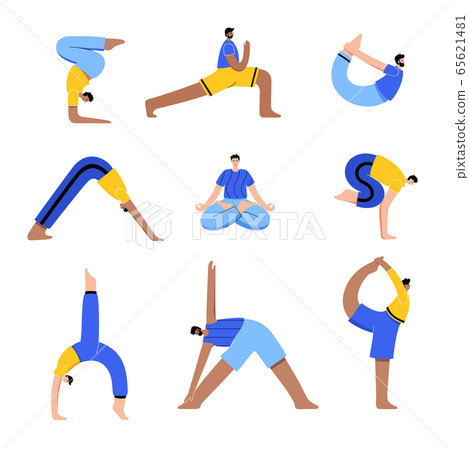 Yoga flat vector illustration. Healthy lifestyle 65621481